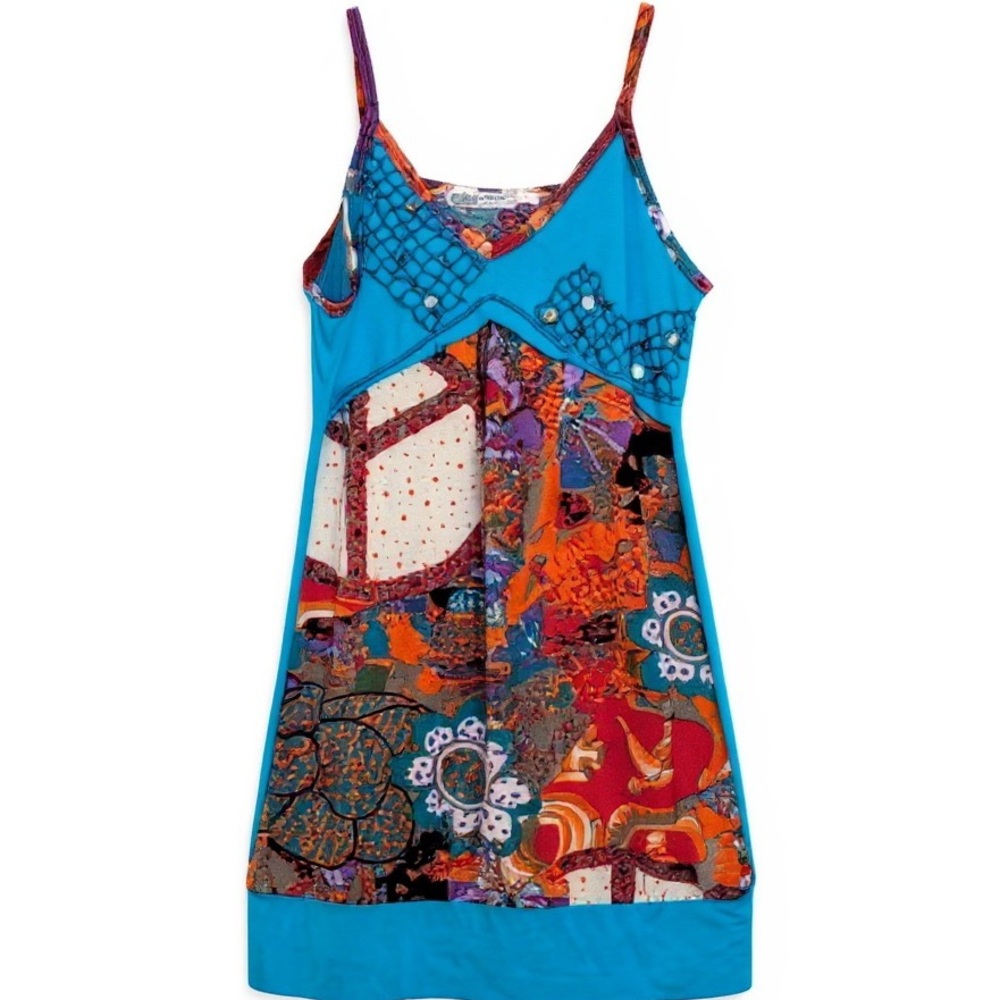 Forla Paris Patchwork Boho Dress Size L